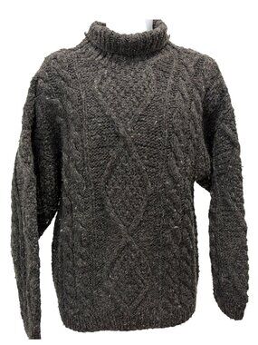 Vintage Otavalo Native American Wool Cable Knit Turtleneck Sweater Mens L /XL